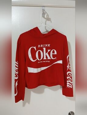 Womens Coca-Cola long sleeve, crew neck, pullover crop top hoodie